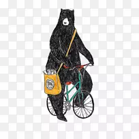 绘画艺术自行车插图-自行车熊