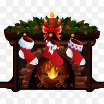 圣诞挂毯圣诞老人圣诞袜-炉子上的圣诞袜子