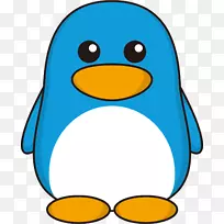 企鹅动画剪辑艺术-蓝色卡通企鹅