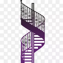 古董家具摄影插图.紫色审美铁旋转楼梯