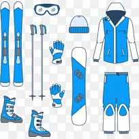滑雪运动-蓝色冬季运动装备