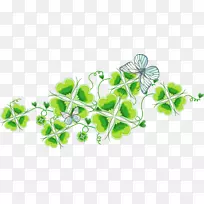 蝴蝶夹艺术-绿色三叶草