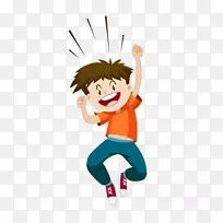 免版税儿童插画-兴奋的男孩跳跃材料