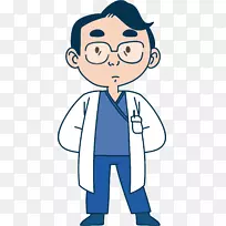 眼镜卡通插图-戴眼镜的医生