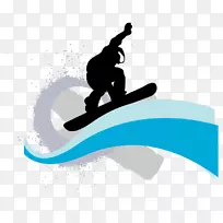 滑雪极限运动-冲浪和水彩画