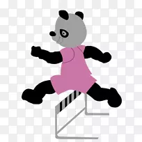 奥运体育大熊猫卡通-跨栏熊猫