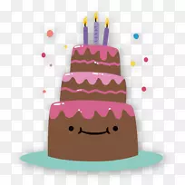 生日蛋糕祝贺卡生日快乐-卡通巧克力蛋糕