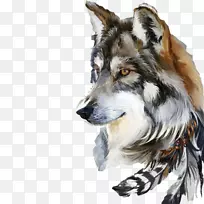 灰狼绘画艺术水彩画-狼化身材质图
