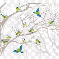 鸟类树冬季剪贴画-创造性冬季鸟类