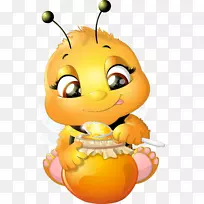 蜜蜂动画剪辑艺术-喝蜜蜂