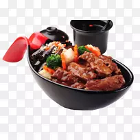 亚洲菜备用排骨洋葱煮米饭拉里茄子排骨配米饭