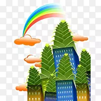外汇市场搜狐金融交易融资定位-卡通建筑彩虹