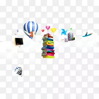 热气球-创意学习用品热气球风车装饰背景