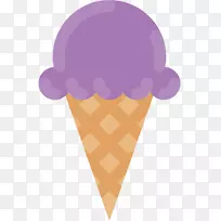冰淇淋冰激凌土坯插图图标-紫色甜管