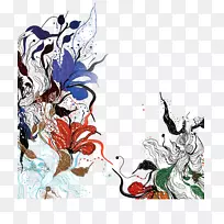 平面设计花卉插图.手绘抽象花