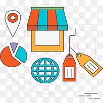 电子商务、商业营销、贸易-市场份额分类图。