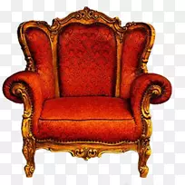 椅子沙发家具-大金橙色雕刻皇家呼吸王座