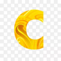 字母c字母表字体.金色字母c