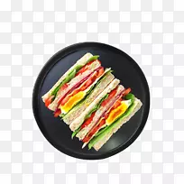 早餐三明治欧洲菜水果沙拉食品火腿三明治蛋黄