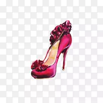 高跟鞋时尚粉色插画粉红色高跟鞋