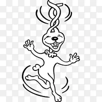 黑白兔剪贴画-超级可爱的兔子线条