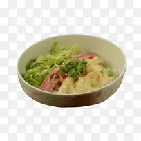 面条汤，菜，泰国菜-火腿和卷心菜汤面条的产品