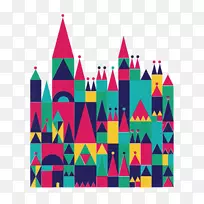 插画艺术插图-彩色房屋