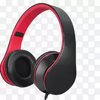 耳机电脑.红色和黑色耳机