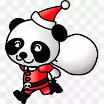 大熊猫圣诞老人红色熊猫剪贴画-圣诞红熊猫