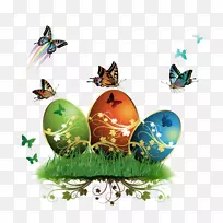 复活节兔子彩蛋剪贴画-草蛋