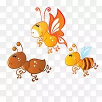 蚂蚁蜜蜂-卡通蜜蜂和蚂蚁