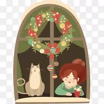 圣诞老人圣诞插画-小猫公主