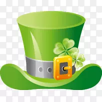 爱尔兰吉尼斯圣帕特里克斯日爱尔兰人3月17日-卡通绿色平顶帽