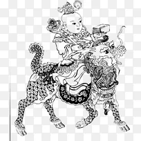 奇林剪贴画-仙童骑独角兽图案