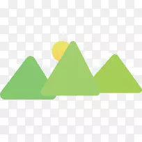 三角形绿色字体-青山白云