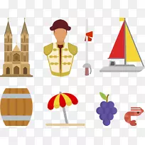 剪贴画-城堡，水果，食物，帆船