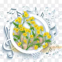 花卉设计音乐音符三维计算机图形.照片注释