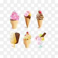 冰淇淋筒巧克力冰淇淋圣代-各种冰淇淋形象