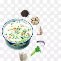 葱粥，大蒜，韭菜，蔬菜-玉米粥，海产品，鱼
