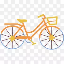 自行车车轮道路自行车车架混合自行车橙色卡通自行车
