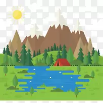 平面设计帐篷公寓-森林山脉