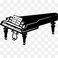 钢琴乐器插图.剪影钢琴
