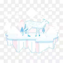 羊色卡通雪山浮山