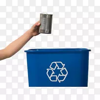 标签回收垃圾桶罐宠物瓶回收-蓝色可回收垃圾桶