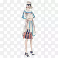 时尚插画鳄鱼素描-女性