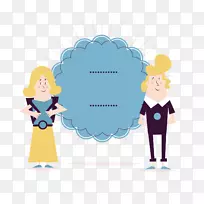卡通土坯插画-绘画的青年男女