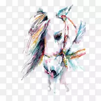 马水彩画艺术白马