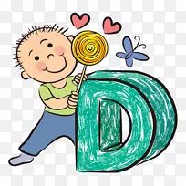 儿童字母表插图用字母ABCD-卡通男孩