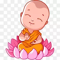 卡通比丘佛教插图-莲座新手材料