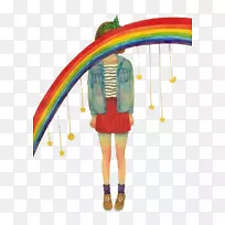 Adobe插画绘制插图-彩虹女孩